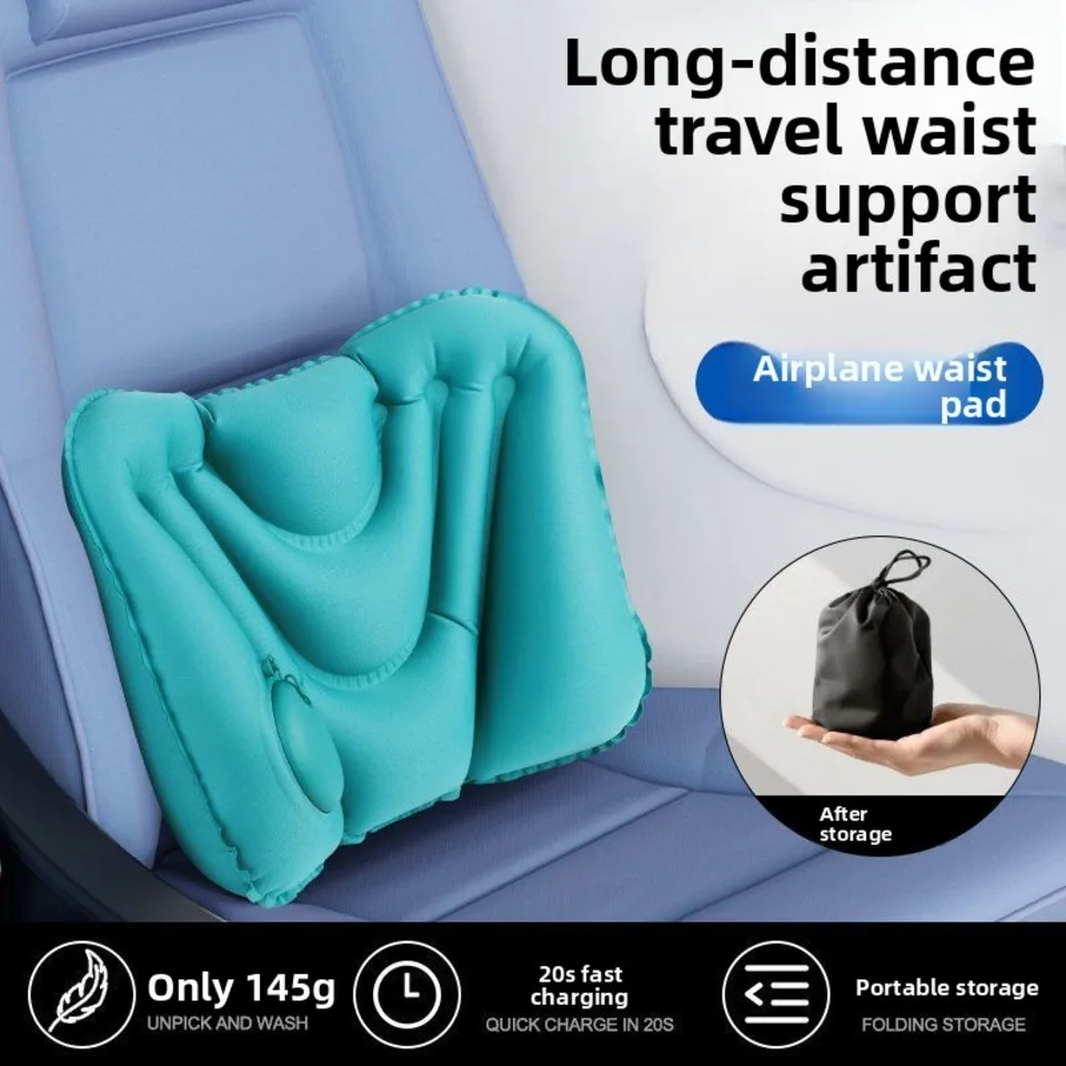 

Ultralight Inflatable Lumbar Pillow Portable Office Travel Camping Car Airplane Support Sleep Soft Cushion Waist Protector Hot
