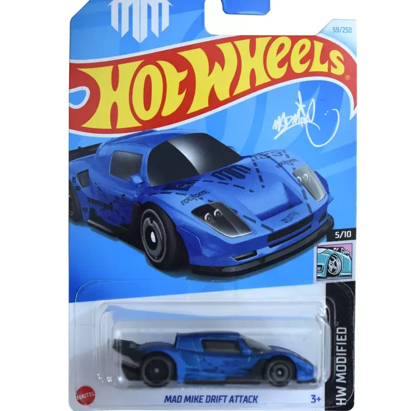 Genuine Hot Wheels Mini 1/64 Car HW Modified Blue Mad Mike Drift Attack Boys Toys for Collection Metal Model Voiture Gift 2024 J