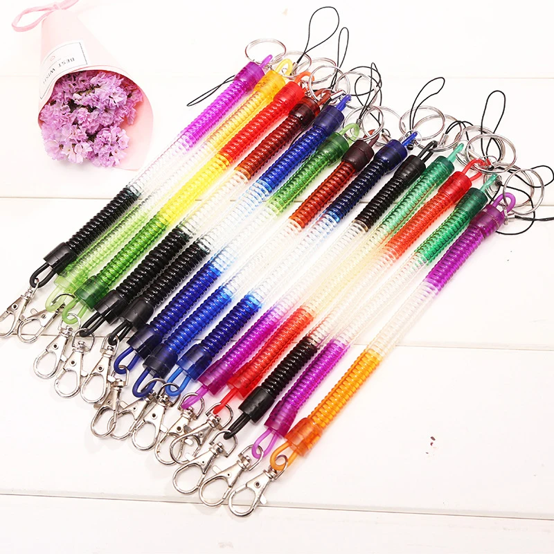 1PC Tactical Retractable Spring Elastic Rope Security Gear Tool Hiking Camping Anti-lost Phone Keychain Fishing Lanyards Outdoor