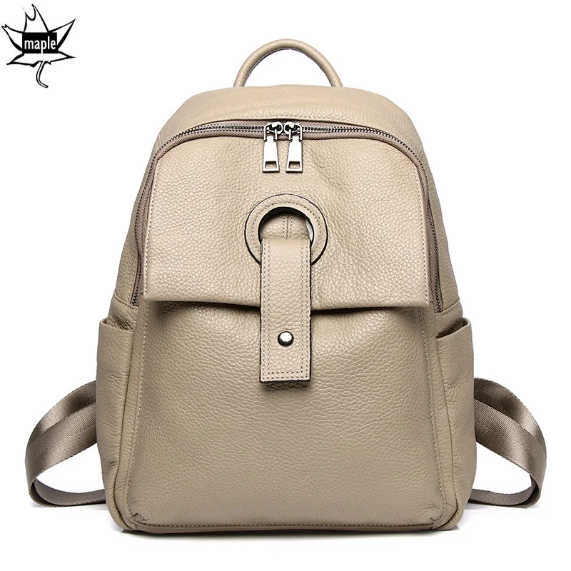 New Classic Fashion Genuine Leather Travel Women Backpack Leisure College Teenager Girls School Backpack Soft Cowskin Daypack