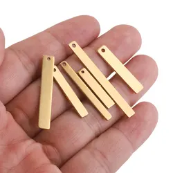 20pcs Stainless Steel Gold Plated Rectangle Long Charm Earrings Pendant Conectors for Jewelry Making Supplies Necklace Wholesale