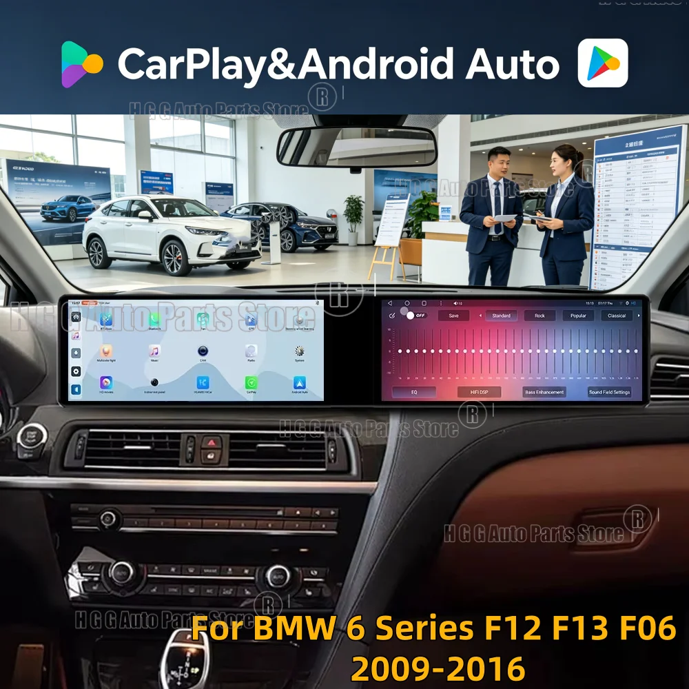 24.6inch Car Radio Dual Screen For BMW 6 Series F12 F13 F06 2009-2016 Android Auto Carplay GPS Navi Co-pilot Passenger Stereo