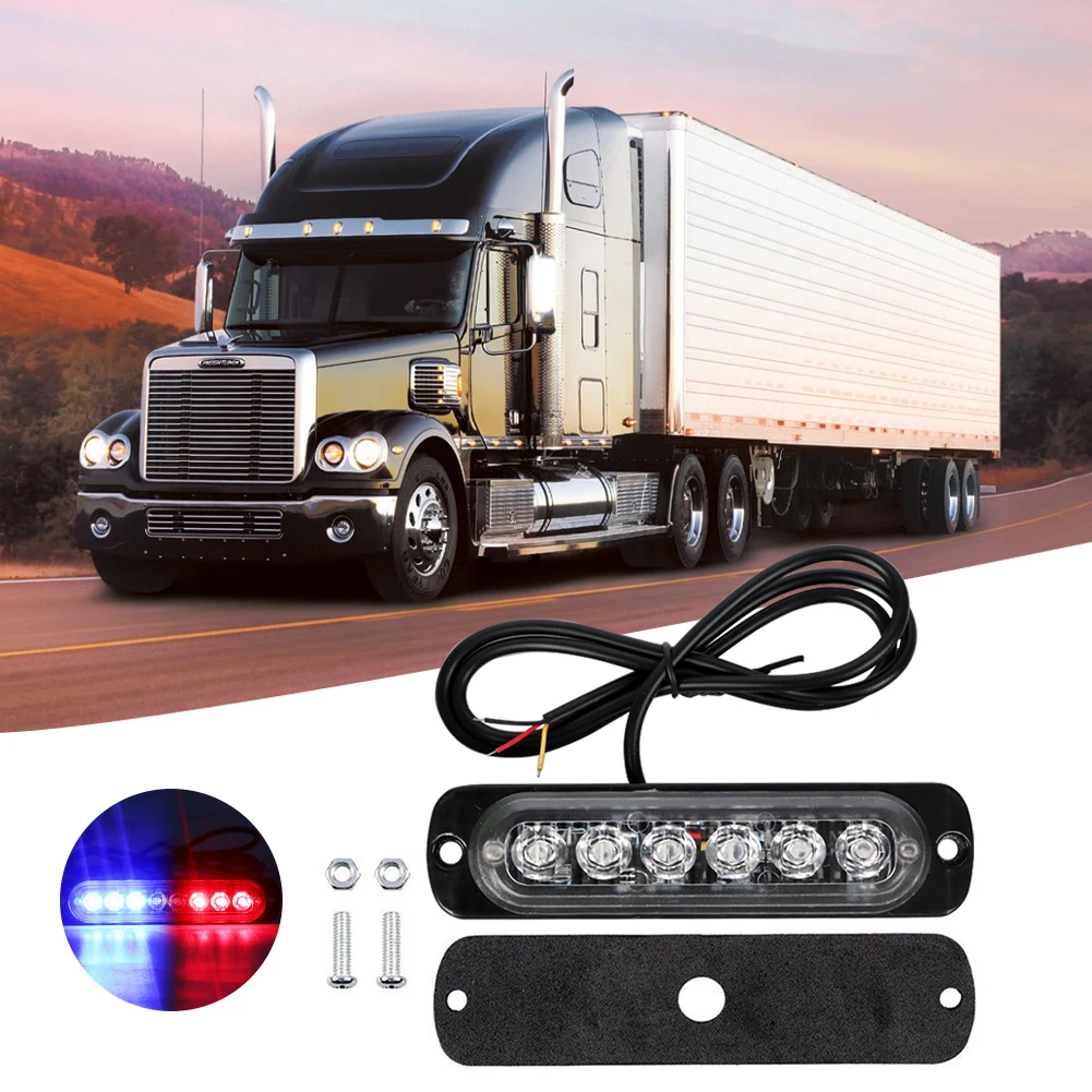 

6LED Red Blue Police Light Flasher Ambulance Flashing Light Bar Emergency Warning Lamp Side Maker Traffic Light 12-24V Car Light