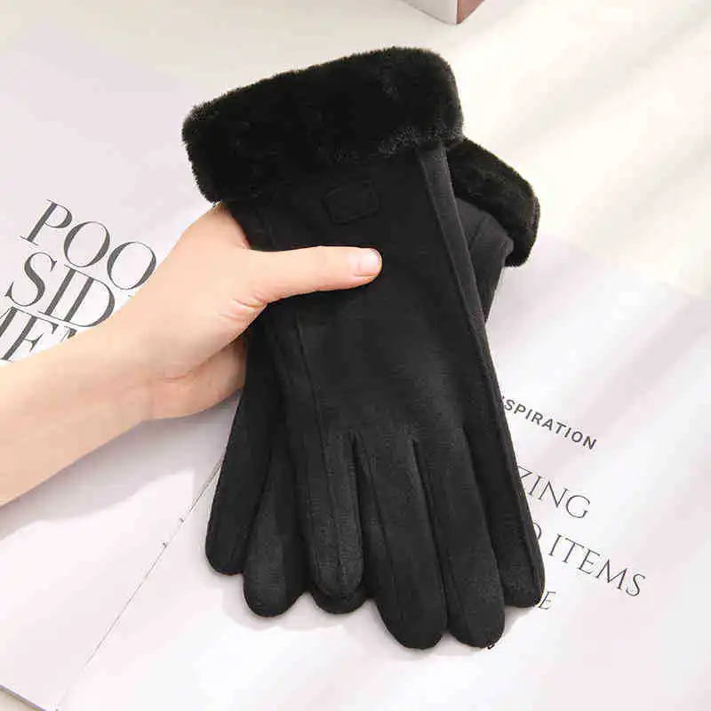 

New Fashion Women Gloves Autumn Winter Cute Furry Warm Mitts Full Finger Mittens Women Outdoor Sport Female Gloves Screen