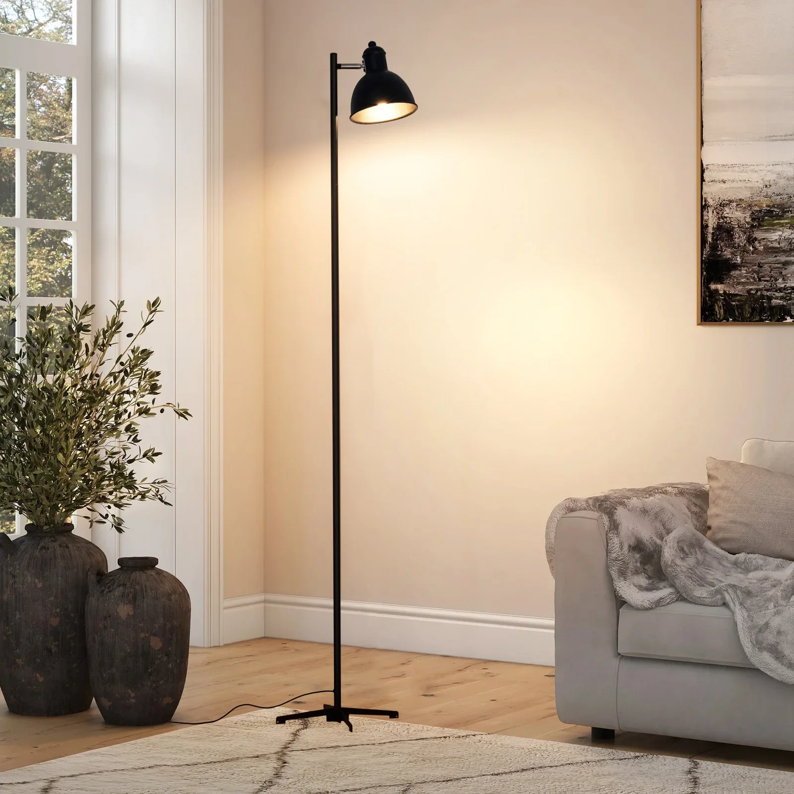 Simple Modern Floor Lamp Living Room Study LED Vertical Floor Light Home Decoration Lighting Lamp with Adjustable Lampshade