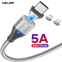 USLION 5A Magnetic Cable Type C Fast Charging Phone Data Wire Micro USB Magnet Charger For Samsung Xiaomi iPhone 13 12 Pro Max