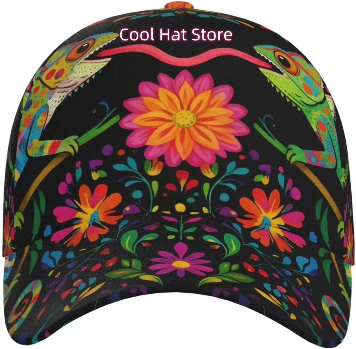 Lizard Pattern Baseball Cap Adjustable Cotton Baseball Hat for Sports, Outdoor, Travel Gifts for Men Black