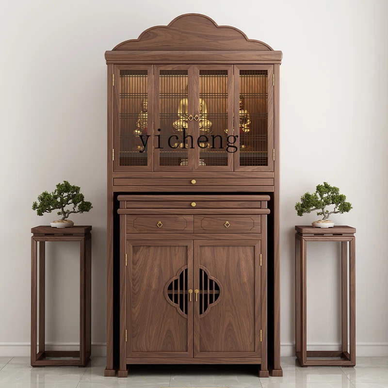 

TQQ solid wood household Buddhist shrine vertical cabinet living room Guanyin God of Wealth Shentai Buddhist hall cabinet