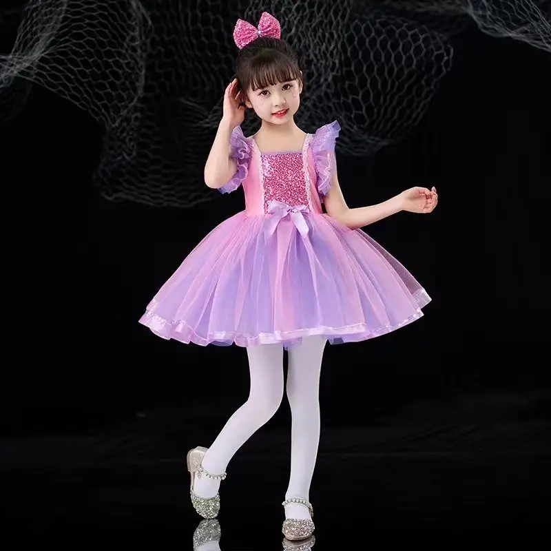 

Children's Day Cosplay Dress Performance Clothing For June 1st Fluffy Gauze Dress Sequins Kindergarten Dance Performance Dress