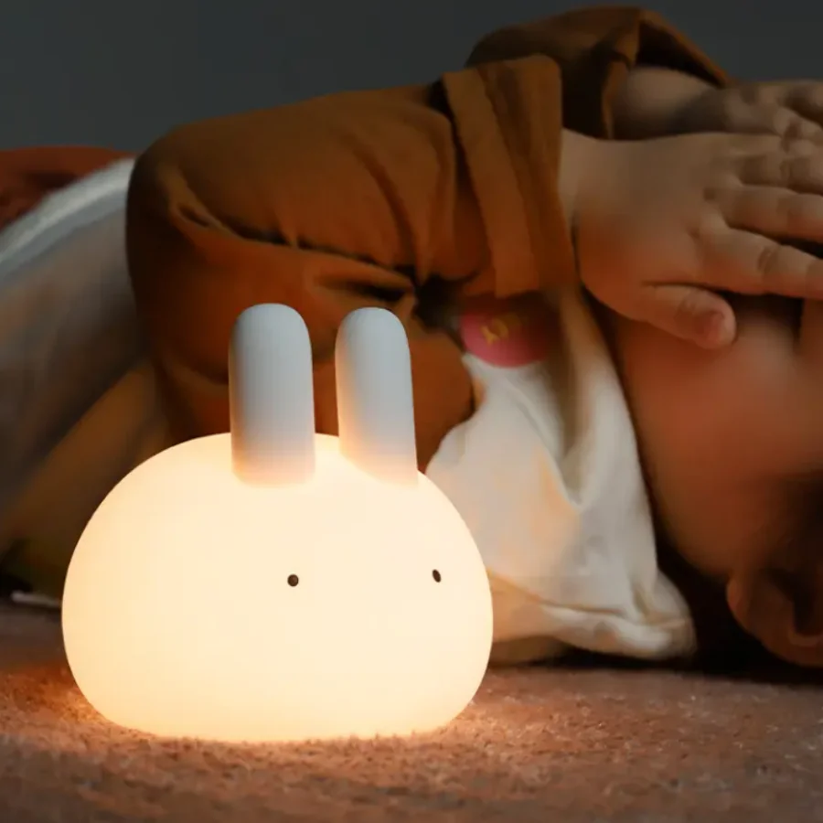 Rabbit Silicone  Night Light Bunny Cute Lamp Gift Touch Control Bedroom Bedside Sleep Light