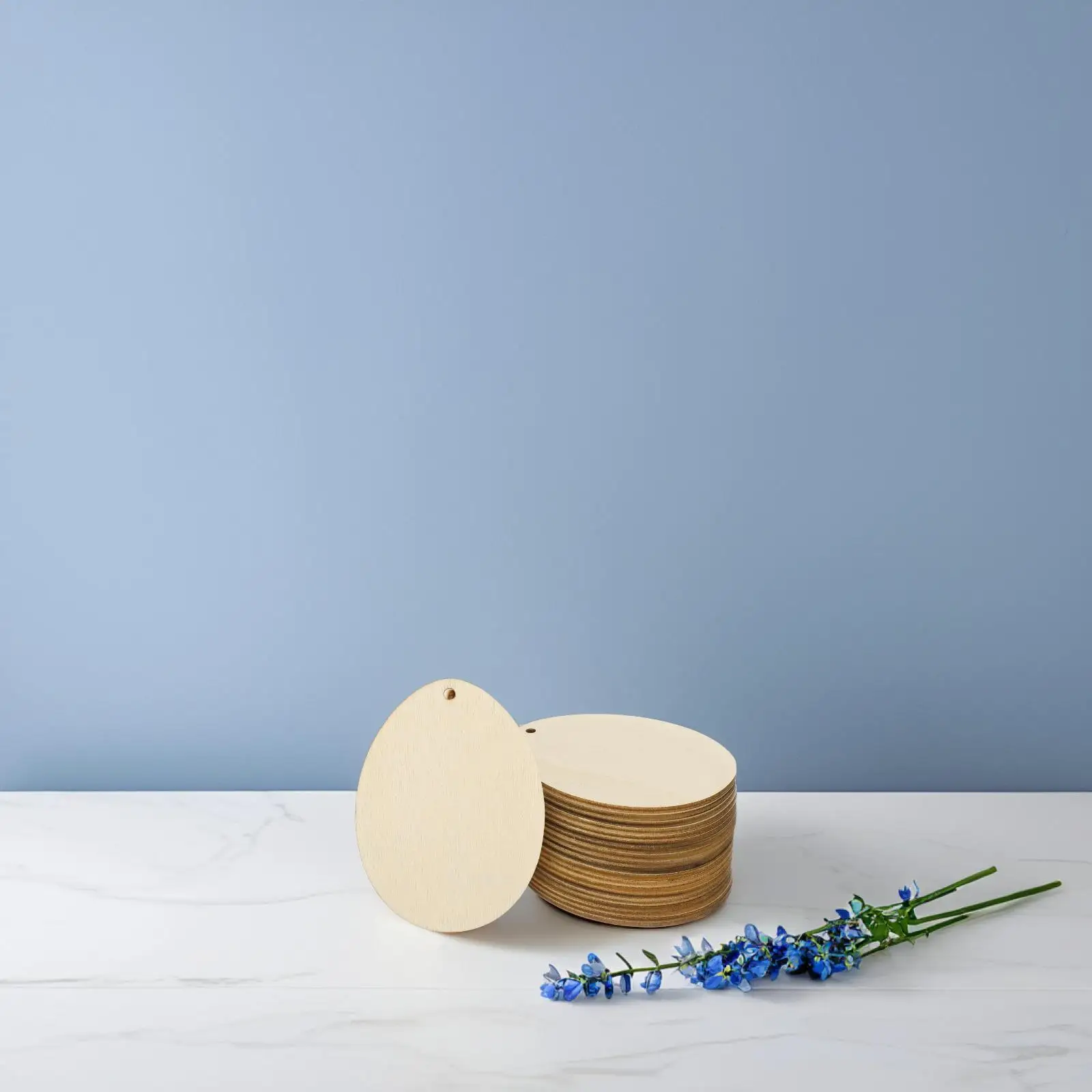 

20 Pcs Wooden Easter Egg Pendant Hanging Decor Unfinished Eggs Decorations Craft Unpainted Ornaments