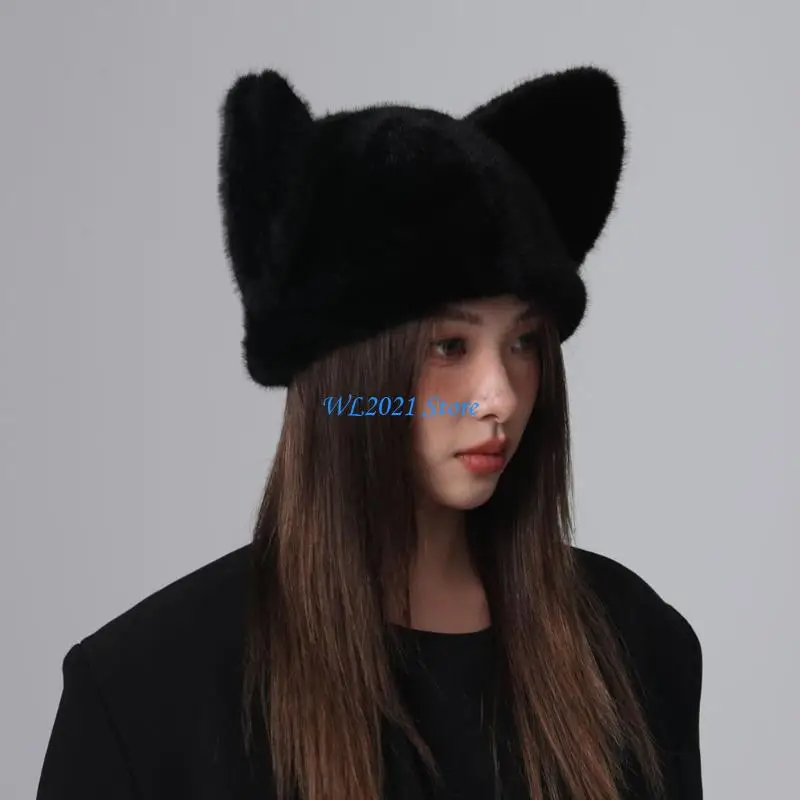 G5GC الكبار المراهقين رشاقته القط شكل الأذن أفخم قبعة لينة الشتاء دفئا قبعة ركوب الدراجات #3