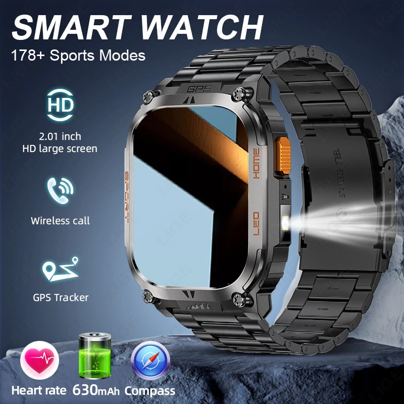 

LIGE New Men GPS Smart Watch Bluetooth Call Fitness Clock 3ATM IP68 Waterproof Sports Health smartwatch Hombre reloj inteligente