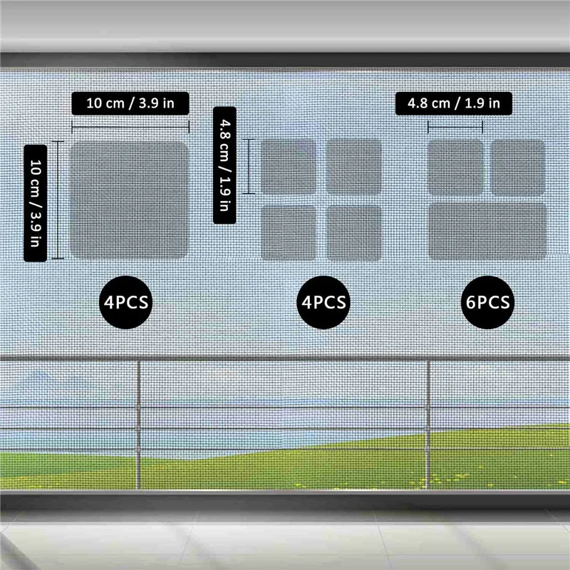 AEE6-14 vellen reparatieset voor raamschermpatches, 3 maten raamschermreparatieset voor gaasschermdeur, schermreparatietape