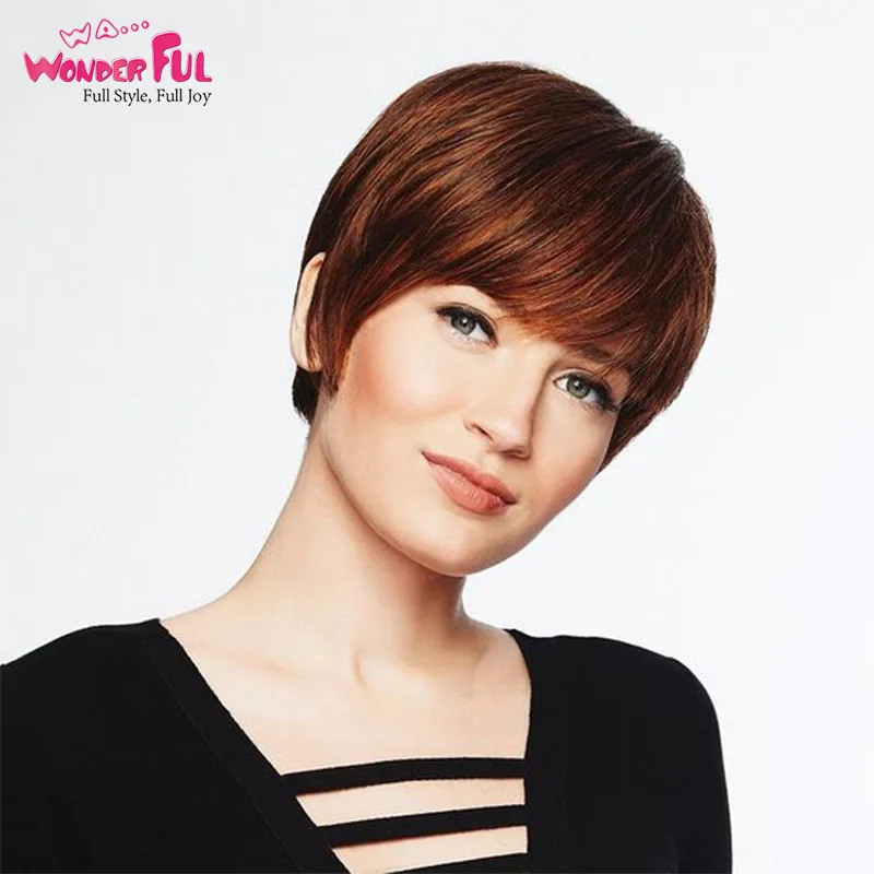 

Wonderful Pixie Cut Wig Brazilian Human Hair Wigs For Women Short Wig Cheap Full Machine Made Glueless Ombre Blonde Black 613