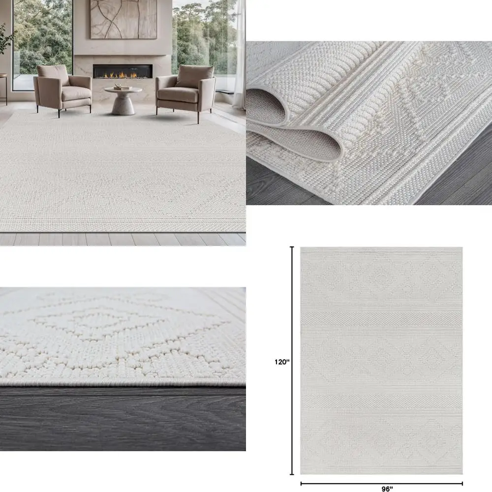 

Luxury Soft Boho Geometric Area Rug, 8x10, Modern Durable Indoor Rug for Living & Dining Rooms