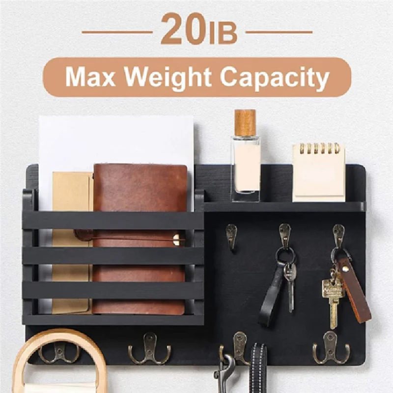 Key And Mail Holder For Wall Mail Organizer Wall Mount With Hooks Easy Installation Key Rack For Entryway And Homedecorb Durable