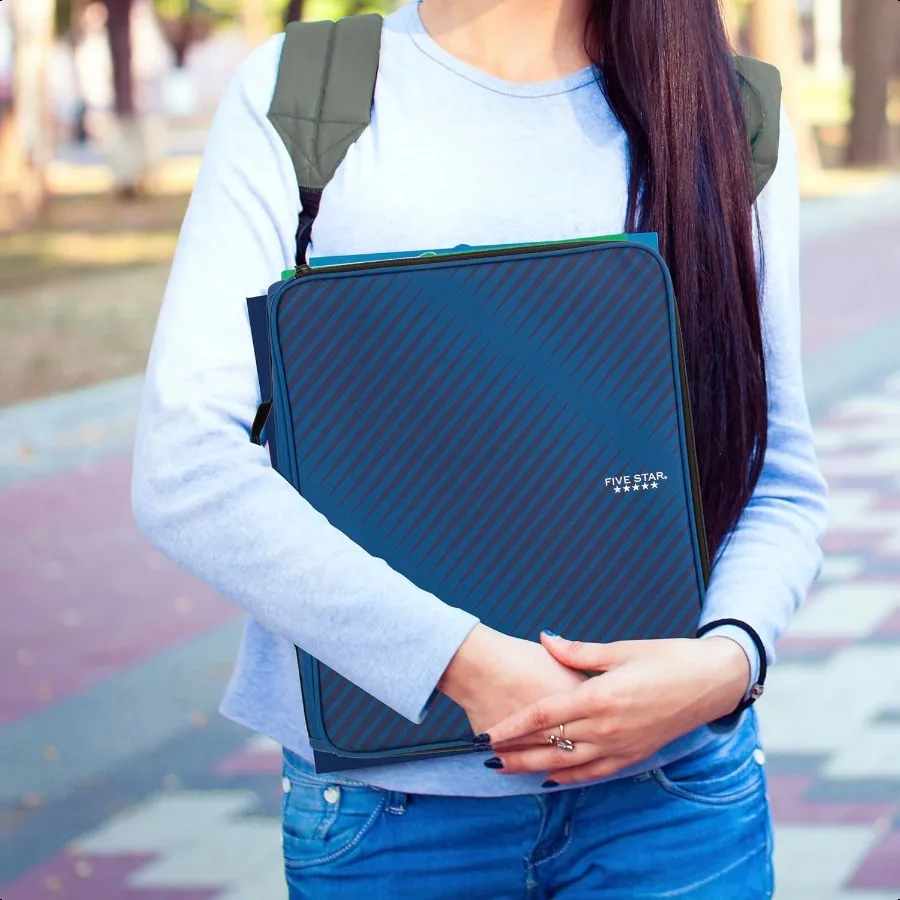 지퍼 바인더 2인치 3링 바인더 라운드 링 5탭 확장 파일 380매 용량 코발트 블루 72534