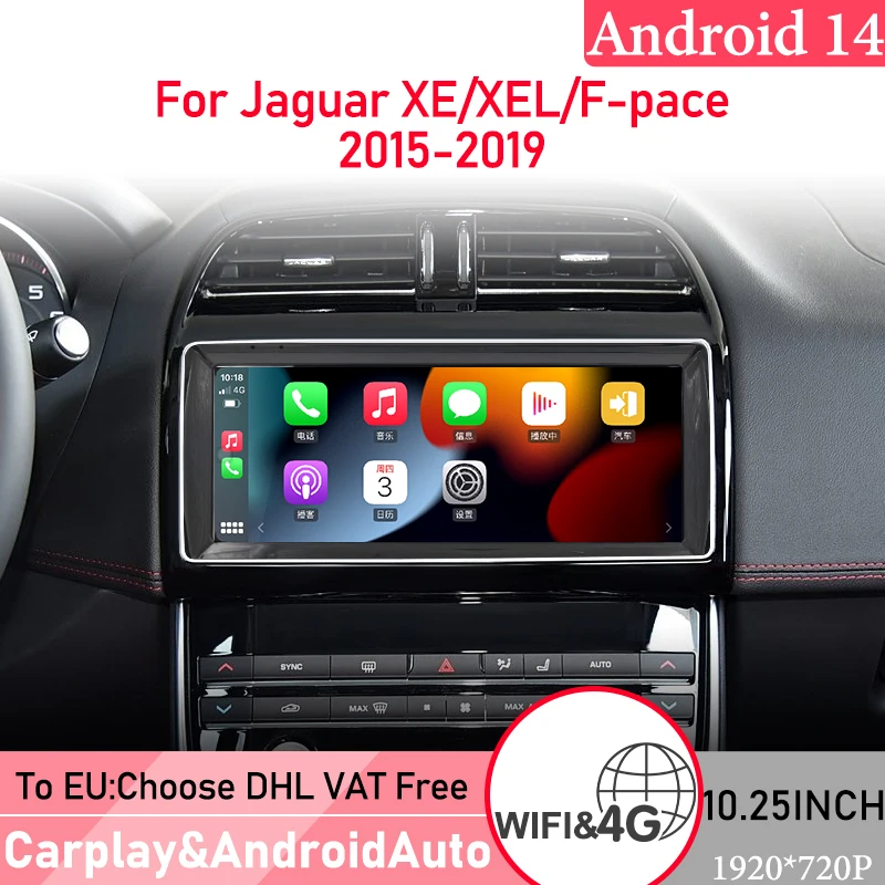 

10.25 Inch Android 14 Car Multimedia For Jaguar XE XEL F-pace 2015 - 2019 GPS Navigation Head Unit Stereo Screen Display Radio