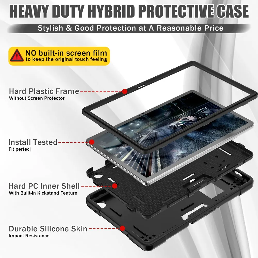 slim Hybrid Tough Armor Shockproof Rugged Drop Protection Cover Case Kickstand For Lenovo Tab M10 Plus 3rd Gen 10.6