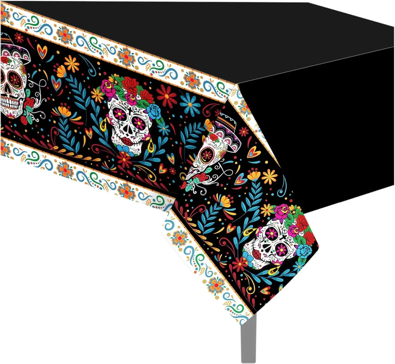 

Day of The Dead Rectangle Tablecloth Dining Room Decor Durable Tablecloth for Table Fiesta Flowers Holiday Party Supplies