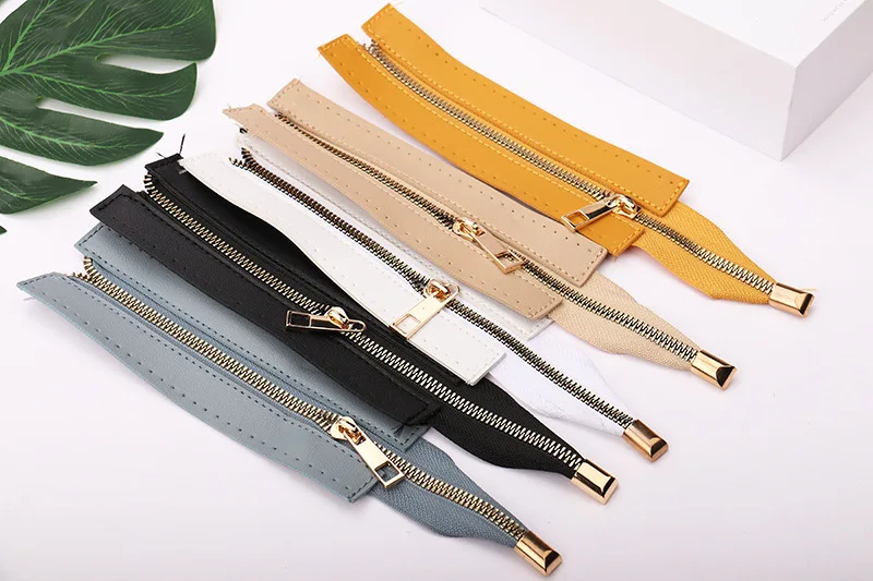 Leather Zipper  For  Crochetbag Hardware Soild Zipper Sewing Accessory Useful Handbag Leather Zipper