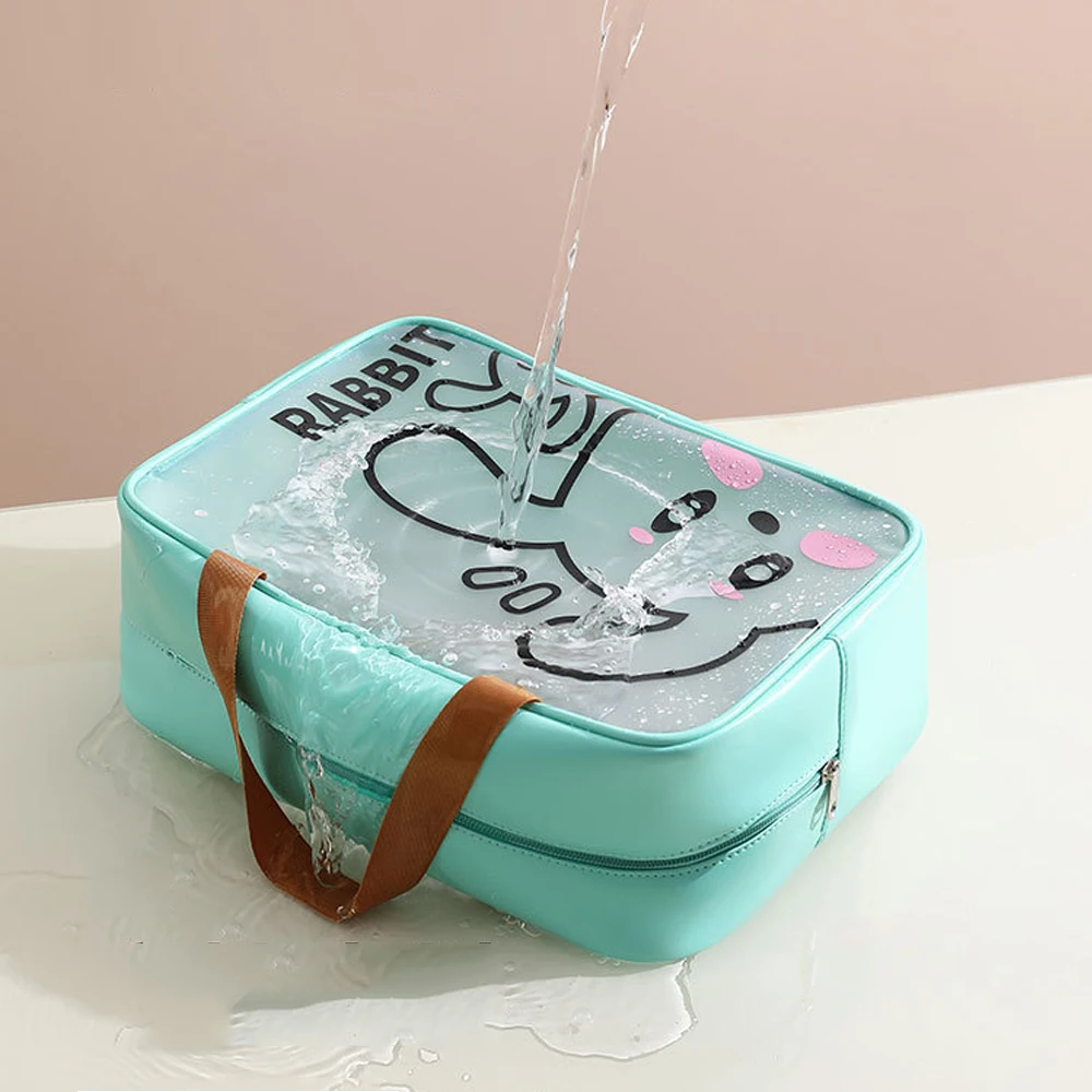 Cute Rabbit Waterproof Cosmetic Bag Portable Travel Wash Bag Female Transparent Storage Pouch Large Capacity Cosmetic Organizer