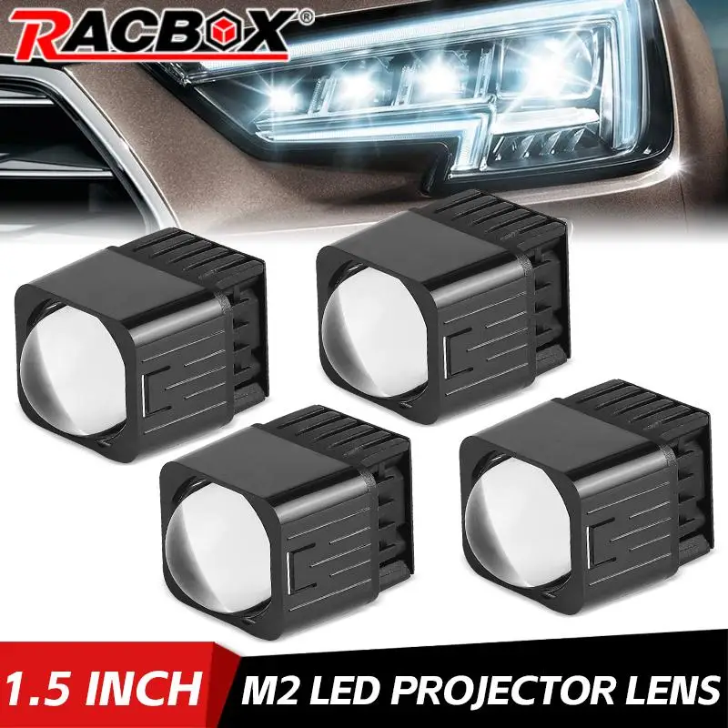 2/4PCS 1.5 Inch LED Projector High Beam LED Matrix Lights Square Mini Lenses For Headlights headlamp Retrofit 6000k white 12V