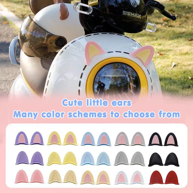 2PCS Cute 3D Cat Ears Helmet Decoration Universal Motorcycle Electric Car Helmet Styling Stickers Cycling Helmet Accessories