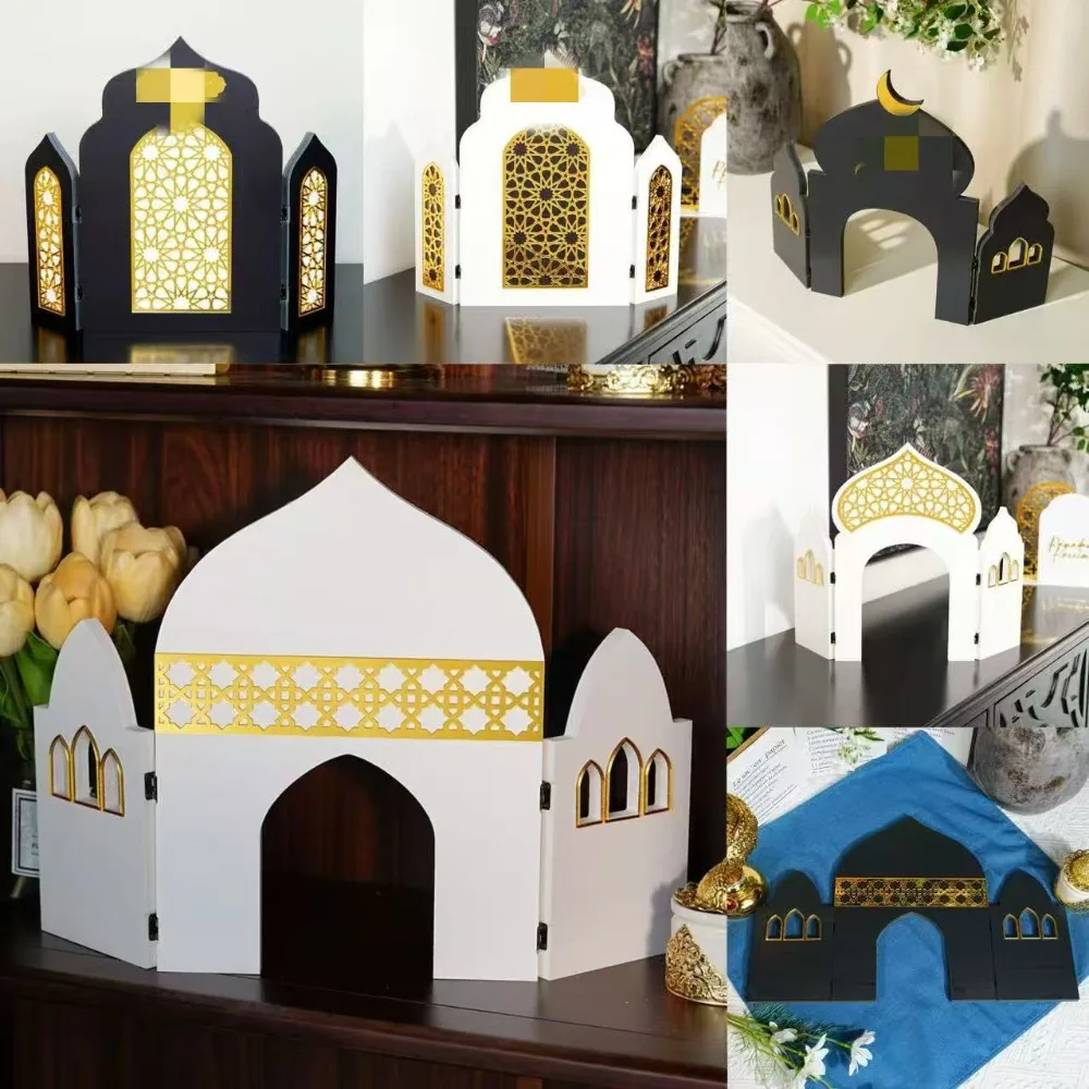 Middle East Islamic 3D Arch Foldable Foam Board Decor Acrylic Desktop Ornament Ramadan Eid Festival Home Decoration
