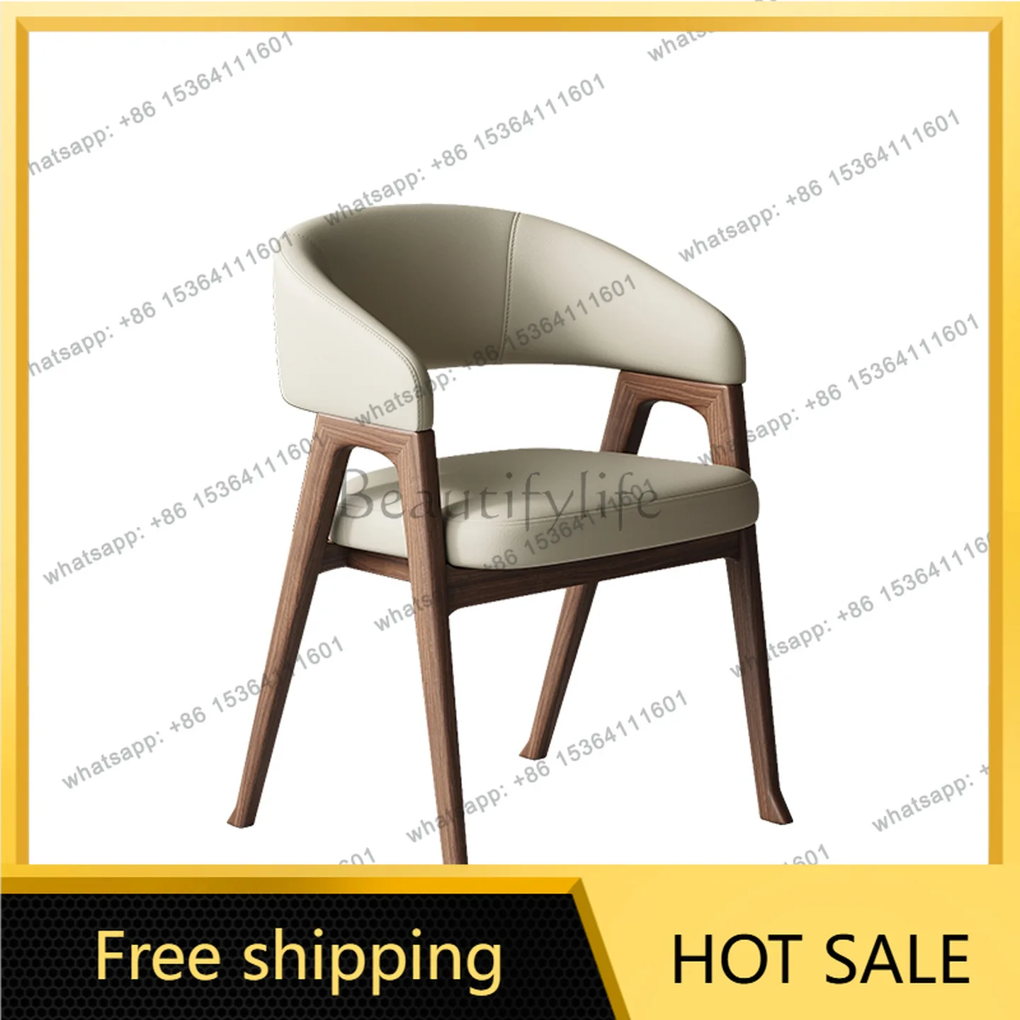 Factory Direct Sales Solid Wood Dining Chair Home Modern Simple Nordic Backrest Armrest Book Chair