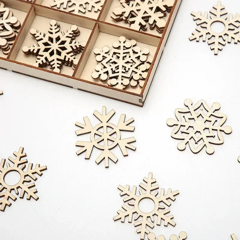 

12PCS/Box Vintage Snowflake Christmas Wooden Pendants Ornaments Christmas Tree Ornaments Christmas Decorations Hanging Gifts