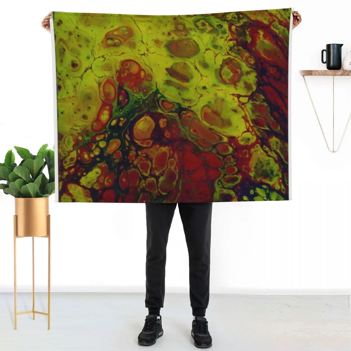 Abstract Acrylic Pour Throw Blanket blankets ands Plush Flannel Fabric Loose Soft Beds Soft Plush Plaid Blankets