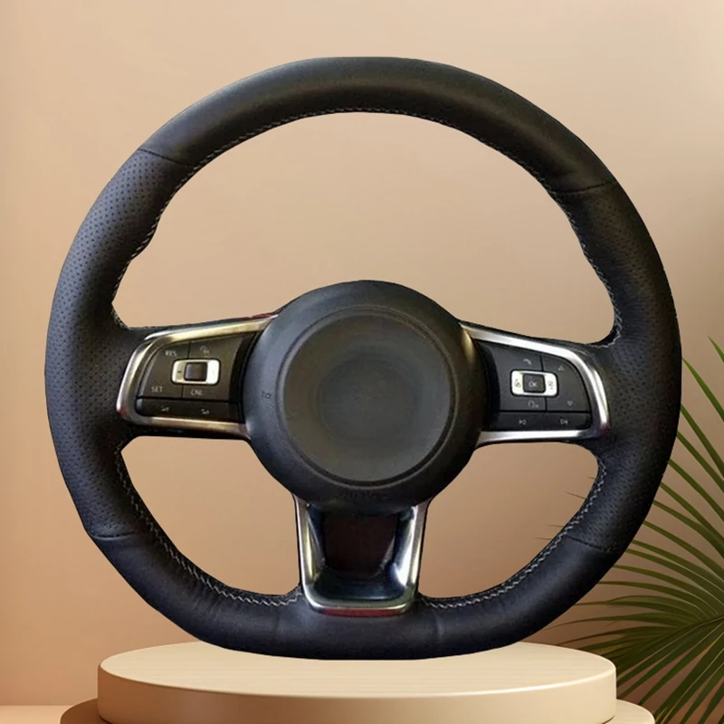 Customized Car Steering Wheel Cover For Volkswagen VW Golf7 GTI Golf R MK7 VW Polo GTI Scirocco Leather Braid For Steering Wheel