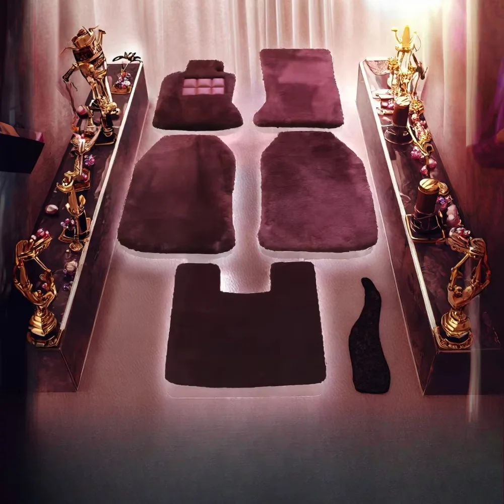 

Luxury pure wool plaid pattern 35mm thick punched 4-piece set car carpet car floor accessories roll