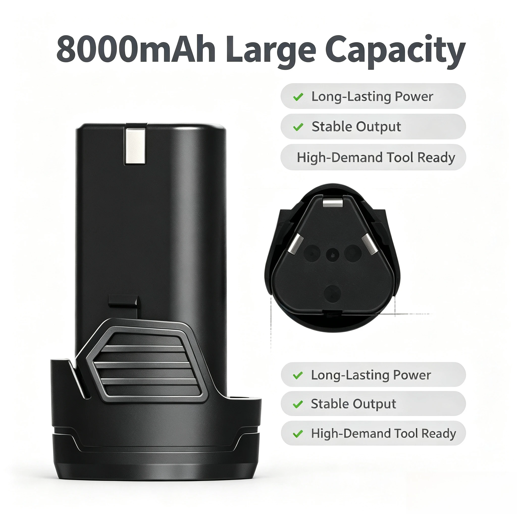 100% Original 12V E-Type 8000mAh Large Capacity Rechargeable Lithium-Ion Battery for Electric Drill Angle Grinder Power Tools