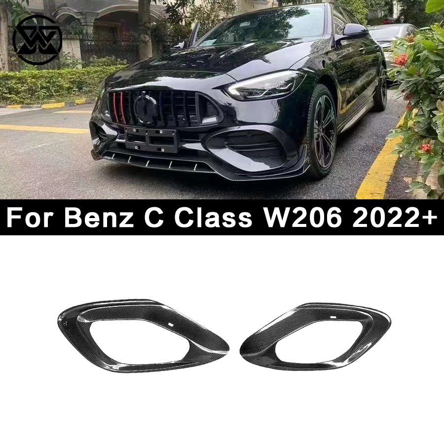 

For Mercedes Benz C Class W206 C200 C260L Carbon Fiber Front Bumper Foglamp Air Vent Side Canards Splitters Body Kit