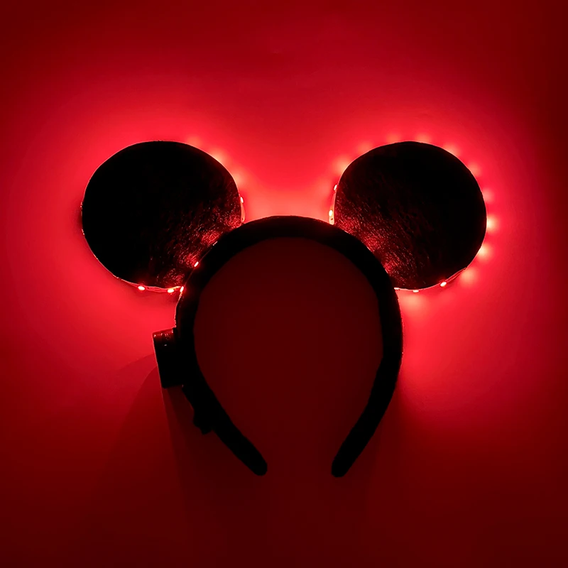 Colorful LED Mouse Ears hairband Lovely Glowing Mouse Ear Headband for Boys and Girls Cartoon Mouse Theme Photography props