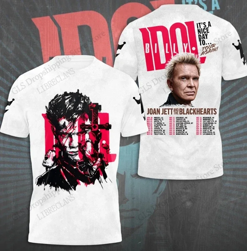 Men's Fashion Rock Band Billy Idol Tour 3d Printed T-shirt, Women's Sports Oversized Street Hip-hop Top T-shirt, Summer T-shirt,