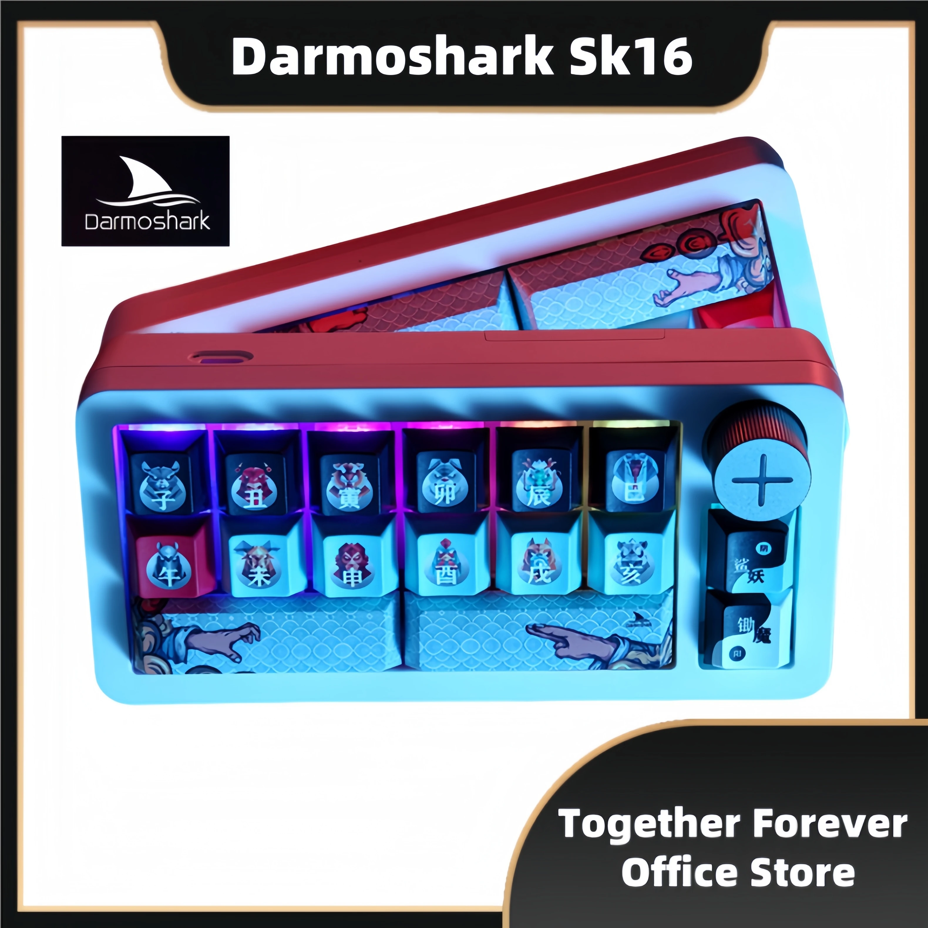 

Цифровая клавиатура Darmoshark Sk16, беспроводная, Bluetooth, 3 режима, Fn клавиши, мини Rgb подсветка, геймерская механическая клавиатура Qmk, компьютер