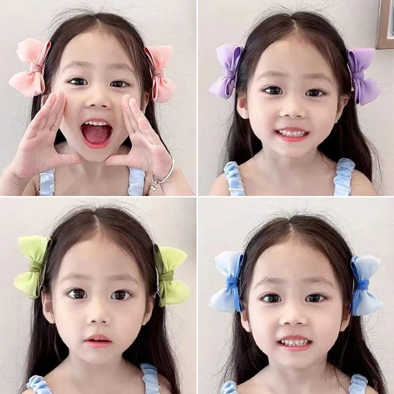 Fairy Bow Hairpins Mesh Bowknot Baby Hair Clips Sweet Kids Sided Clip Barrettes Princess Girl Headwear Children Hair Accessories