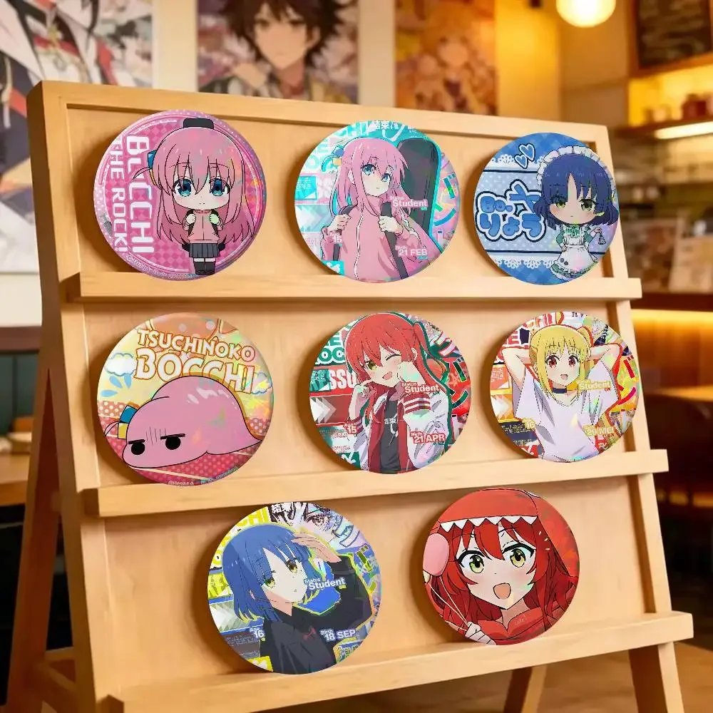 Cartoon Character Hitori Ryou Nijika Ikuyo Round Badge  Figure Button Pin Tinplate Brooch Clothes Bag Accessories Friends Gift