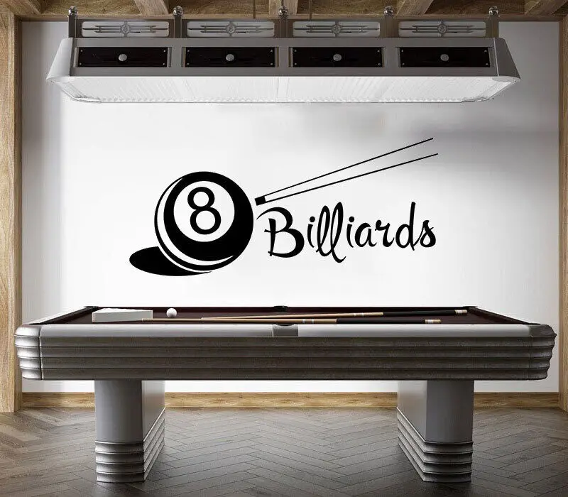 Billiard Wall Decal Billiard Leisure Sports Decorative Wall Sticker for Billiard Club, Billiard Room, Home Living Room Wall T13