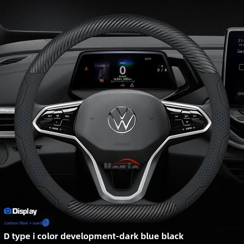 Protector de cuero para volante de coche, accesorios para Volkswagen Tiguan Atlas Teramont Pro Caddy Polo Nivus T Roc Cross Tayron Touran