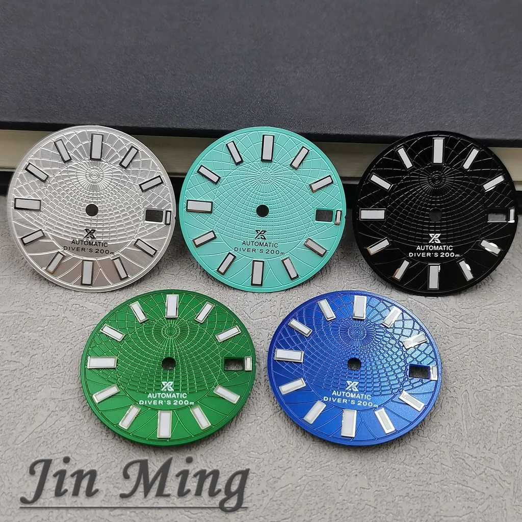 High Quality 28.5mm Silver Gold Black Blue Date Window Green Luminous Aseptic Dial Fit NH35 /NH36/4R/7S Automatic Movement