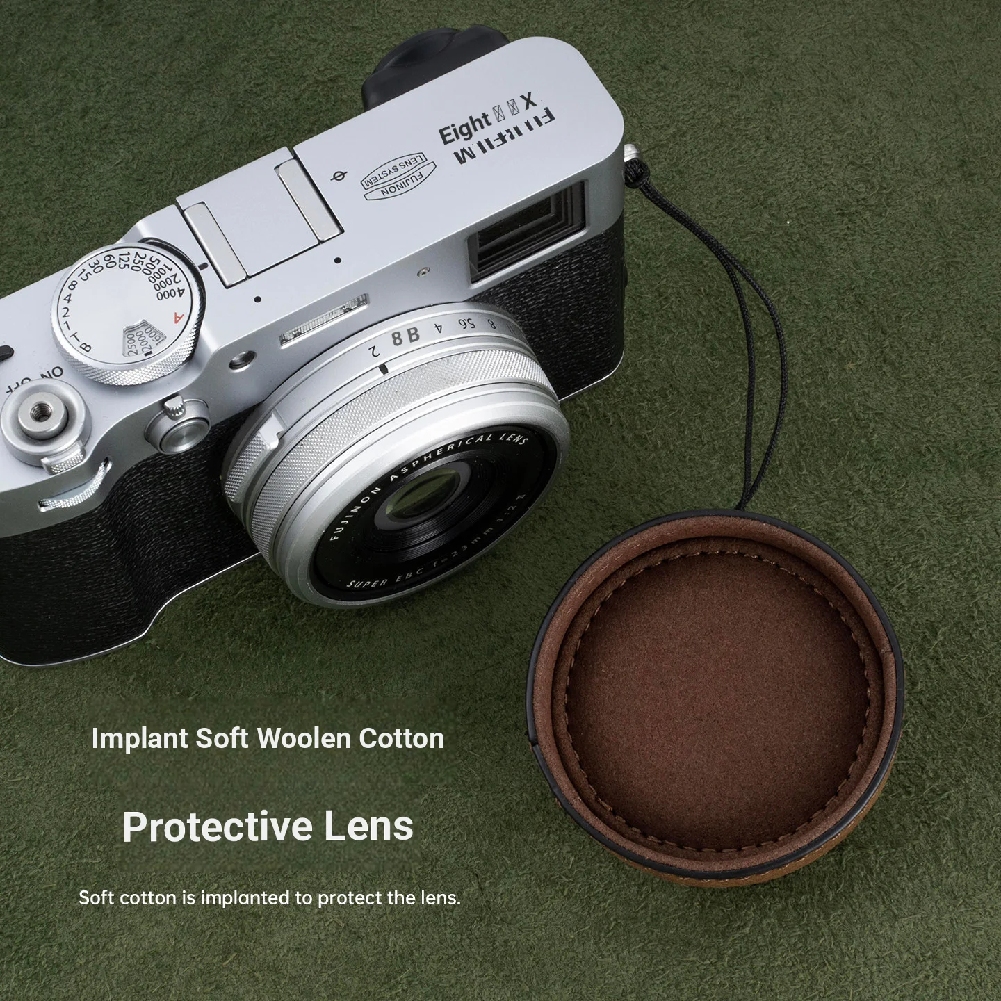 Leather camera lens cap for Fujifilm X100VI/X100V anti-loss protection cover xhalf Ricoh GR/GR3 camera dust cover