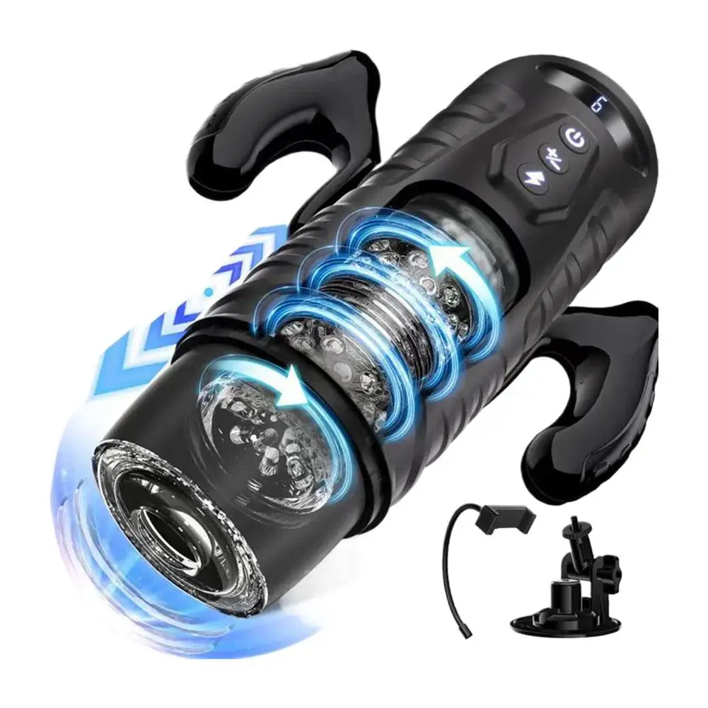 Masturbador automático con rotación, 7 modos de rotación, masturbador masculino, máquina de sexo con vagina telescópica, juguetes sexuales para adultos 18+