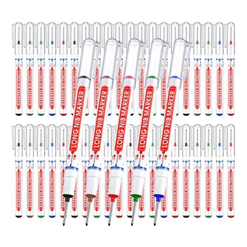 60Pcs Multipurpose Deep Hole Marker Pens Deep Hole Marker Pens For Woodworking Hardware Decoration Construction