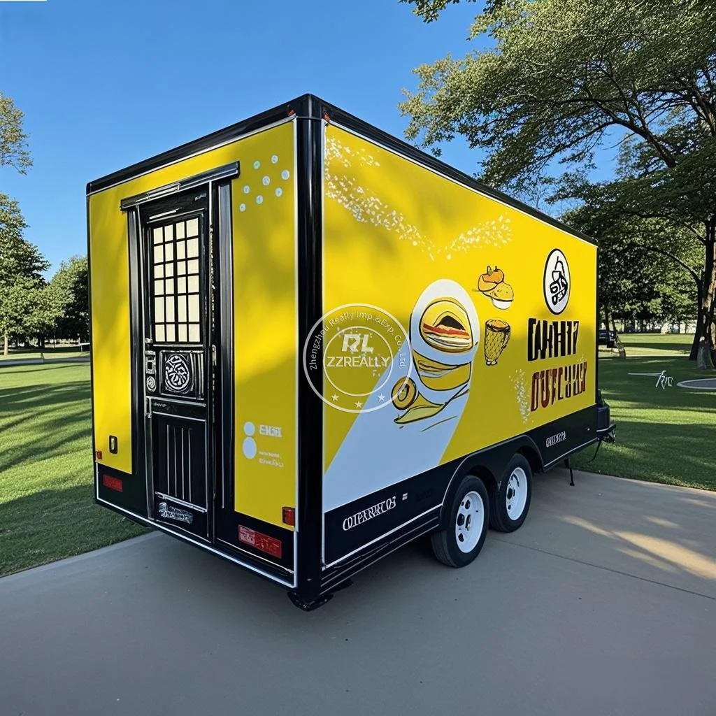 

Square Retro customization Mobile Food Trailer Fully Equipped Commercial Catering food cart With Full Kitchen Gear