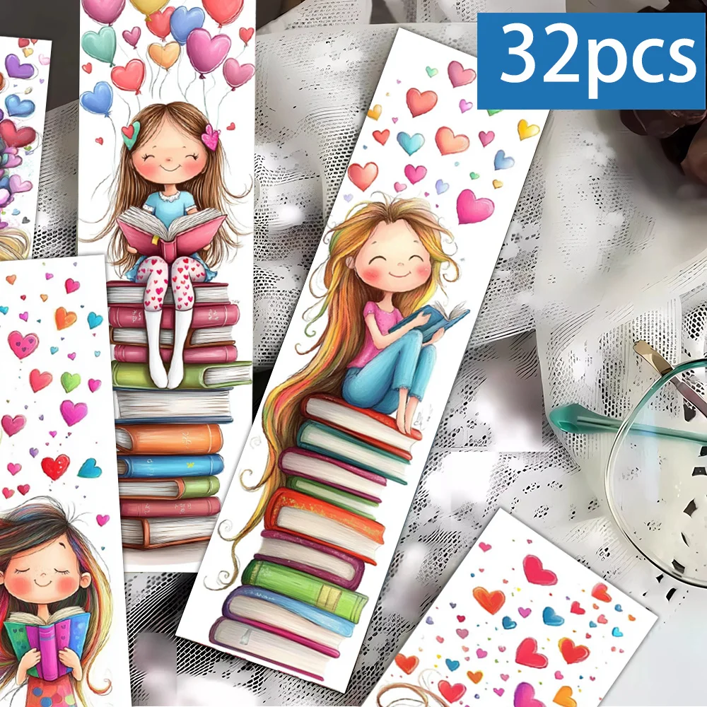 32 marque-pages sur le thème de la lecture pour filles, Noël, cadeau pour enseignant, cadeaux de rentrée scolaire, designs artistiques créatifs